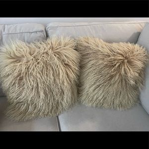 Set of 2 Mongolian Lamb Throw Pillows